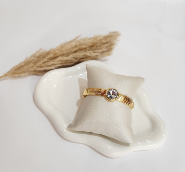 Bracelete com Pedra Cristal Semijoia Ouro