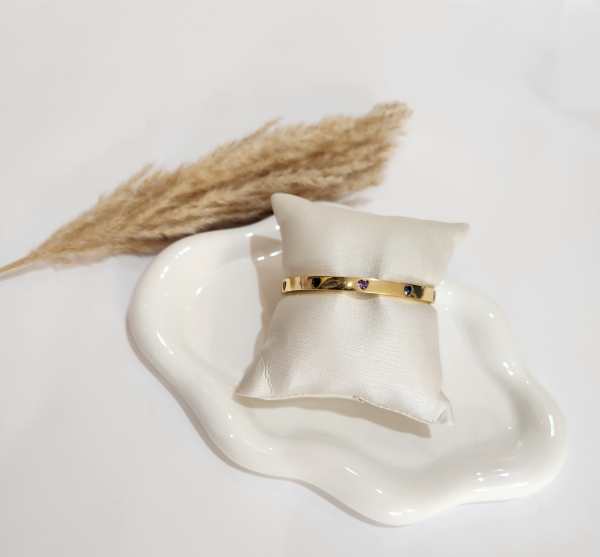Bracelete com Corações Coloridos Semijoia Ouro