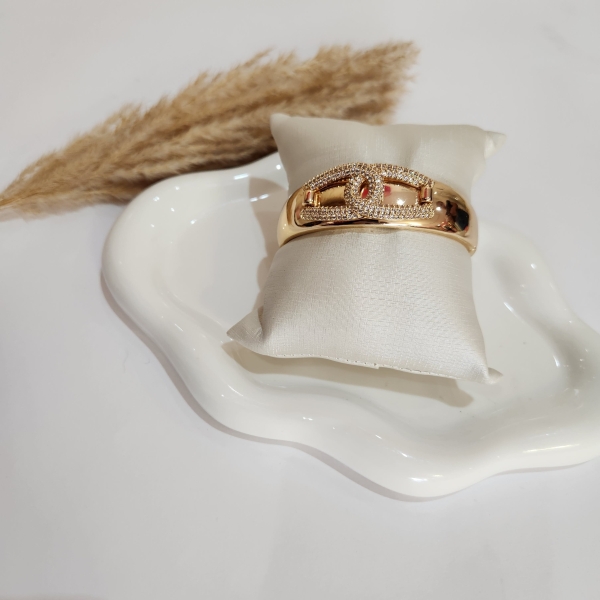 Bracelete Inspiração Cravejado Semijoia Ouro