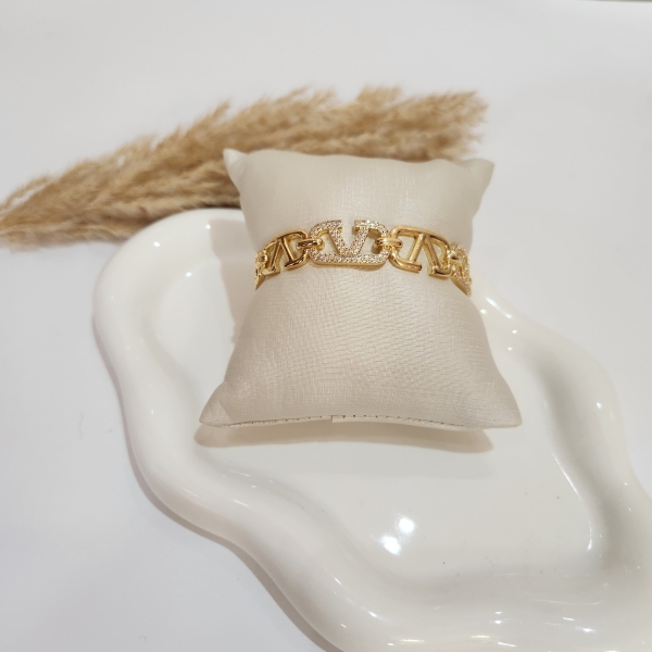 Bracelete Inspiração V Semijoia Ouro