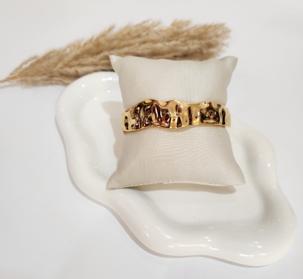 Bracelete Orgânico Martelado Semiijoia Ouro