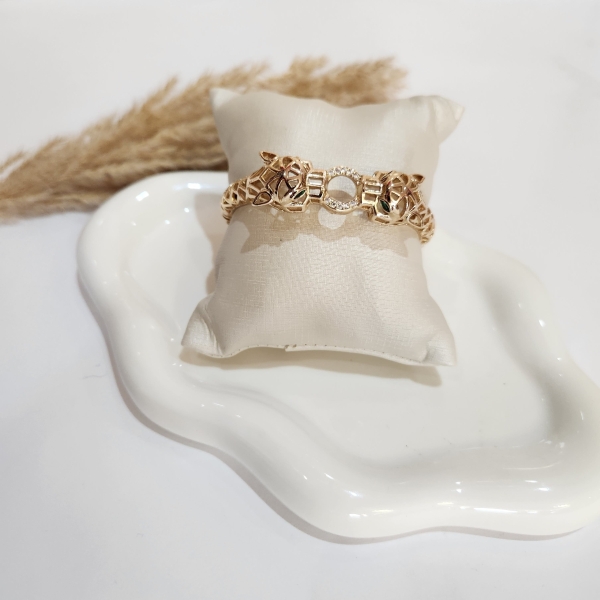 Bracelete Fino Onça Semijoia Ouro