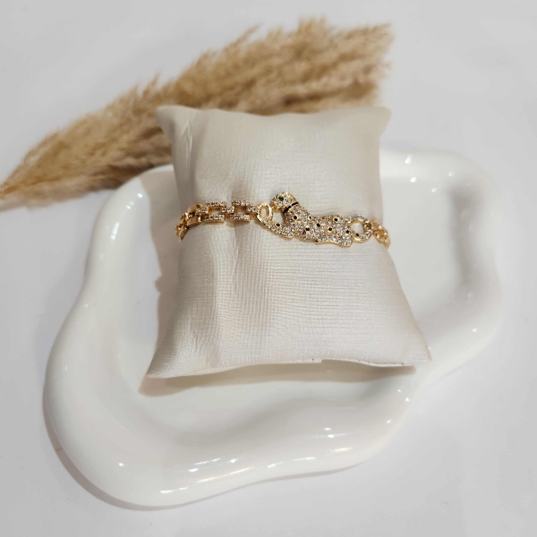 Pulseira Inspiração Onça Cravejada