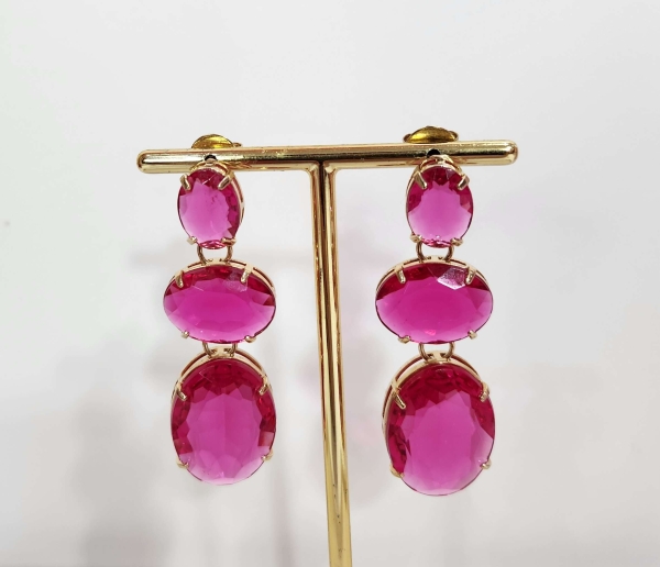 Brinco pedra pink