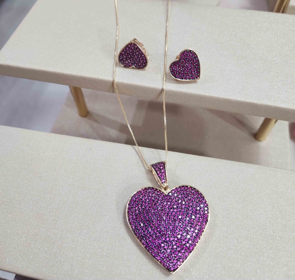 Conjunto Coração Fucsia (G)