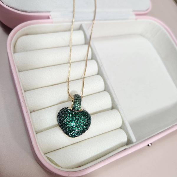 Conjunto Coração verde cravejado - Image 2