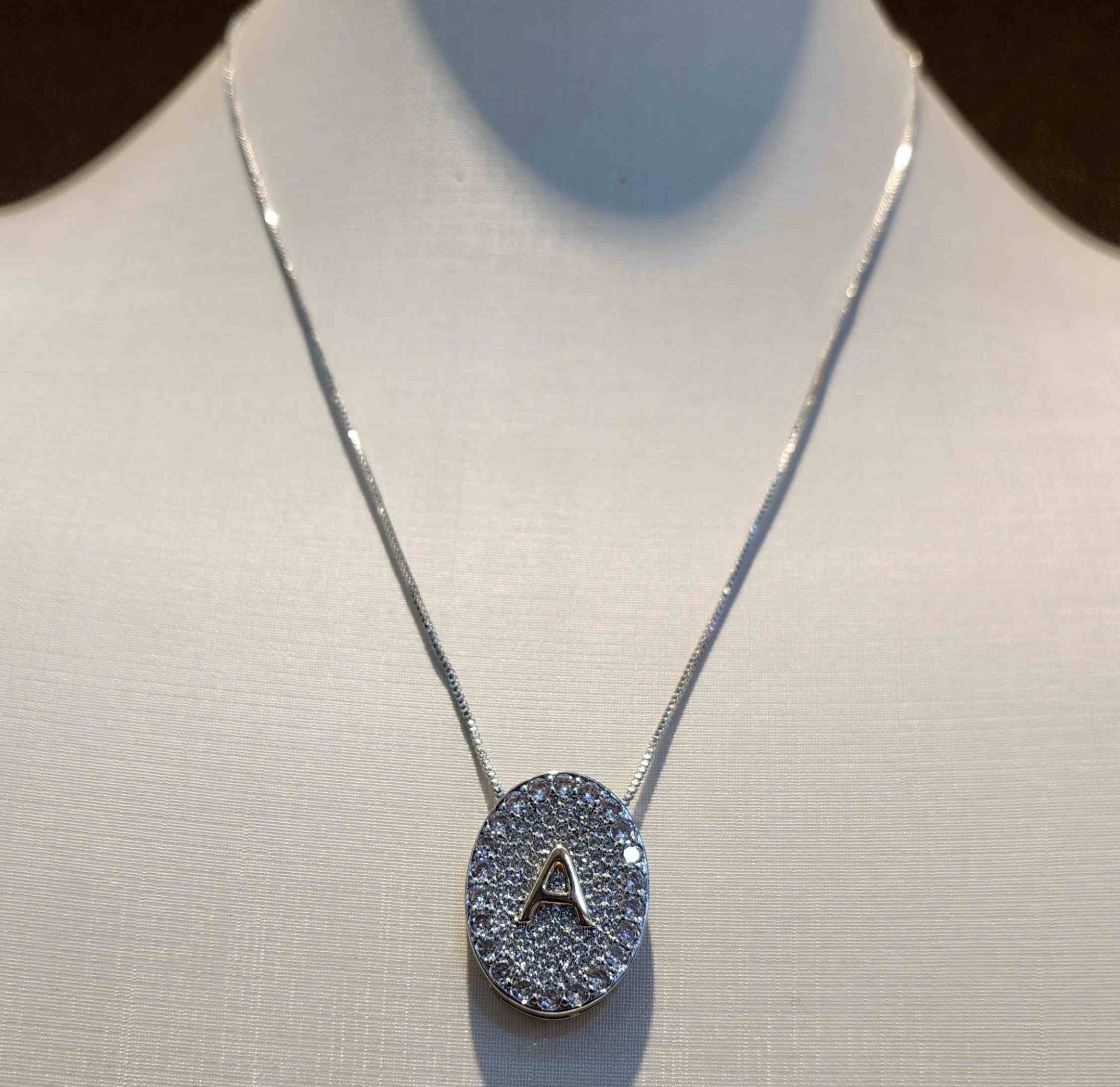Colar Inicial Letra A cravejado